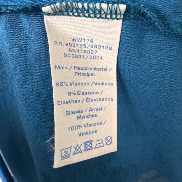 BODEN Leda Jersey Wrap Dress Blue/Teal Baltic Pop Floral Midi Size 12 R - Picture 14 of 15